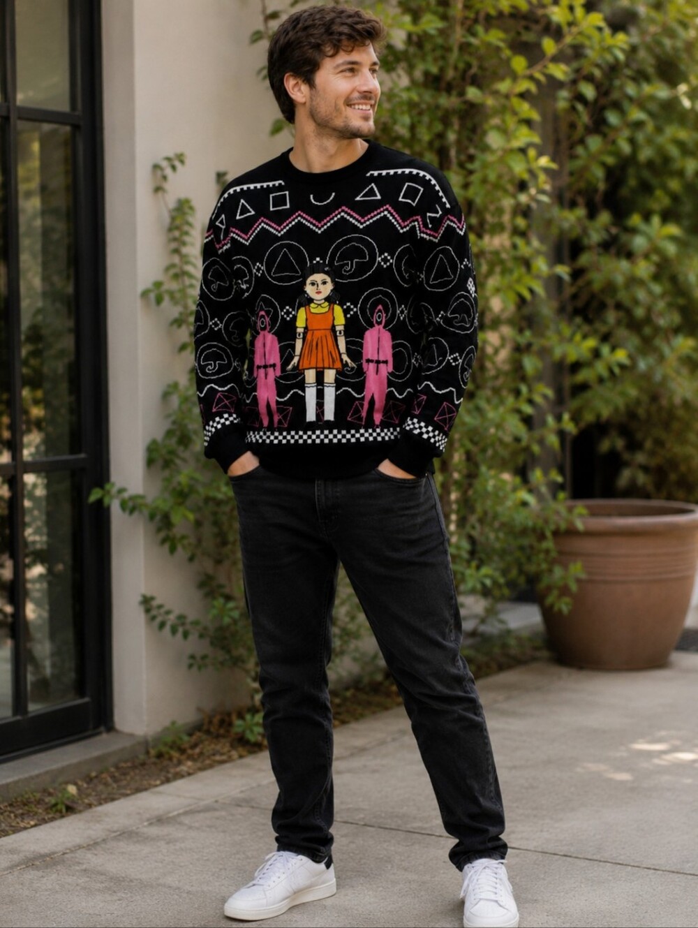 🖤 Squid Game x BoxLunch Young-Hee Graphic Knit Sweater Men’s XL